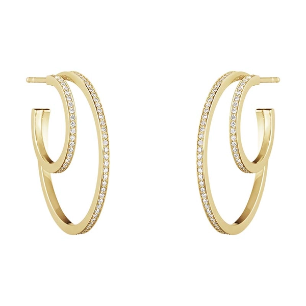 Halo Ohrringe Gold Mit Doppelte Diamanten 0.64 ct von Georg Jensen, Schneller Versand - Nordicspectra.de