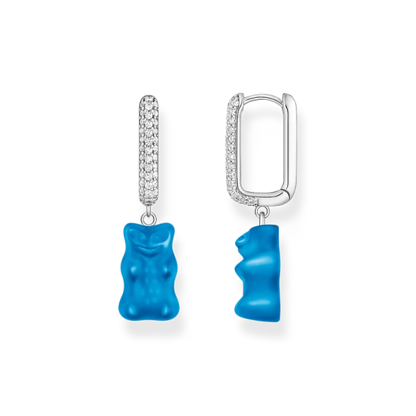 Einzel-Creole mit blauem Goldbären-Anhänger in Midiversion und Steinen Silber - Thomas Sabo - Nordic Spectra