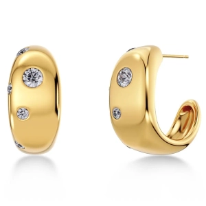 Guldpläterade statement-hoops med oregelbundna ytor och cubic zirconia-stenar