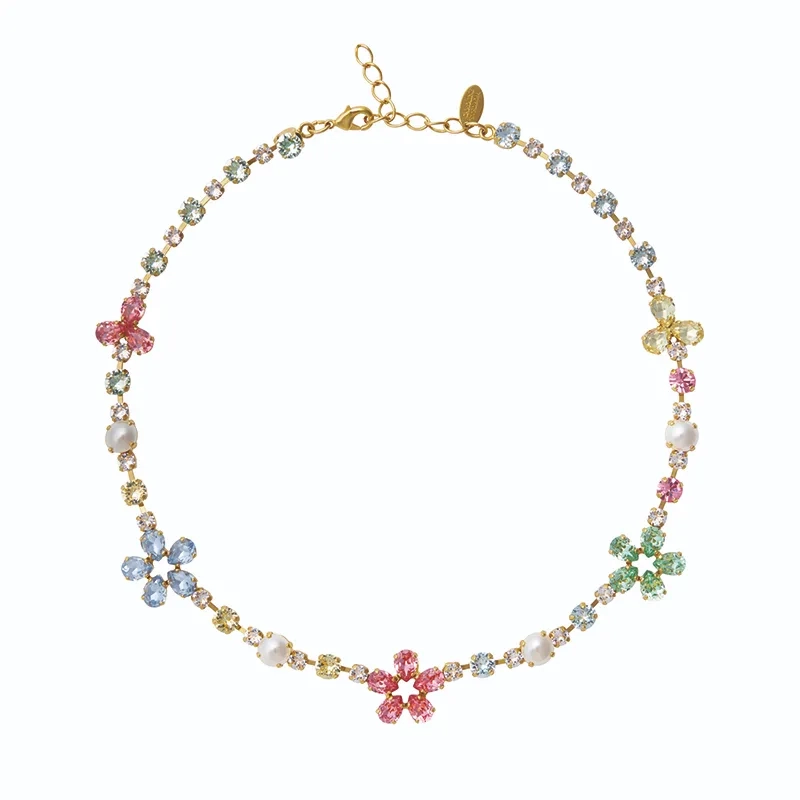 Caroline Svedbom - May Statement Necklace Gold Pastel Combo