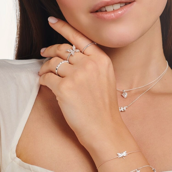 Ring Schmetterling Weiße Steine von Thomas Sabo, Schneller Versand - Nordicspectra.de