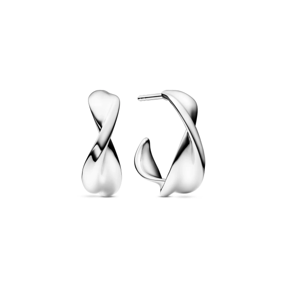 Foglia Piccolo Ohrringe aus poliertem Silber mit einer sanft gedrehten