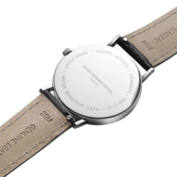 Koppel 38 mm - Kvarts - Svart Urtavla/Svart Läderarmband - Georg Jensen klockor - Snabb frakt & paketinslagning - Nordicspectra.se