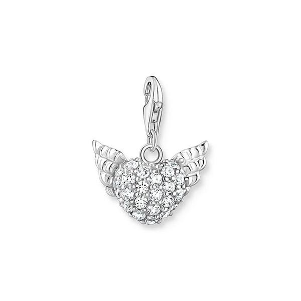Charm Pendant Winged Heart White Stones Silver - Thomas Sabo - Suuri valikoima & ilmainen lahjapaketointi - Nordicspectra.fi