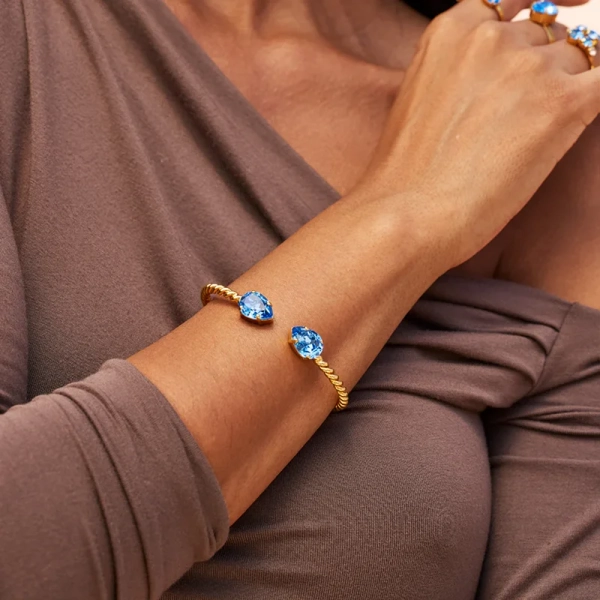 Presentset Mini Drop Recreated Iceblue med guldpläterad mässing och klar blå Swarovski® kristall