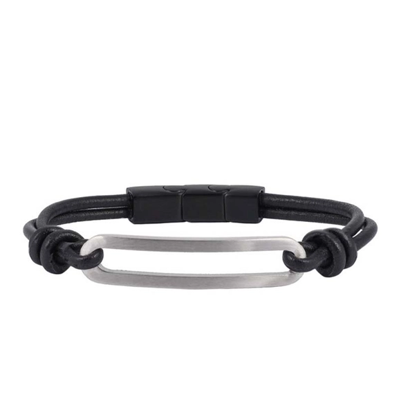 BENJAMIN Läder Armband Stål - AROCK - Snabb frakt & paketinslagning - Nordicspectra.se