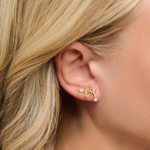 Ohrringe Ear Climber Royalty Sterne Gold von Thomas Sabo, Schneller Versand - Nordicspectra.de