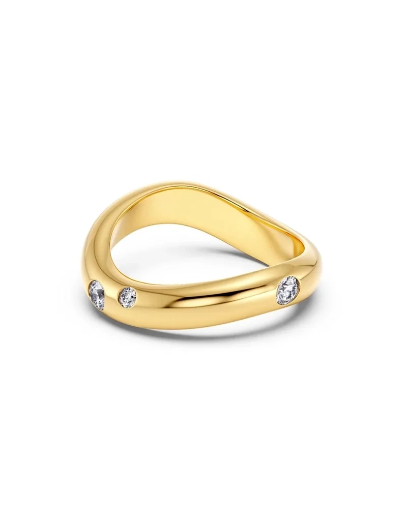 Två Selena-ringar i stål och guld med cubic zirconia