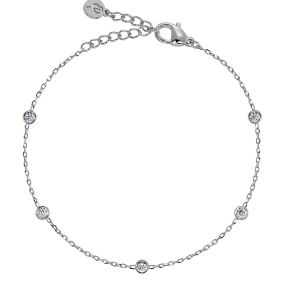 Armband i polerat rostfritt stål med små cubic zirconia-stenar