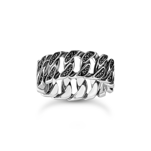 Ring Kettenglieder schwarze Steine breit Silber - Thomas Sabo - Nordic Spectra