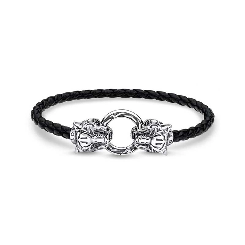 Thomas Sabo - Svart Läderarmband med Tiger