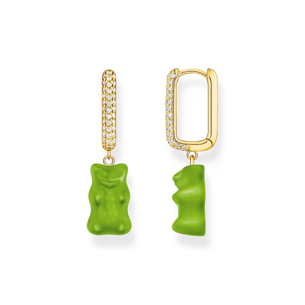 Einzel-Creole mit grünem Goldbären-Anhänger in Midiversion und Steinen vergoldet - Thomas Sabo - Nordic Spectra