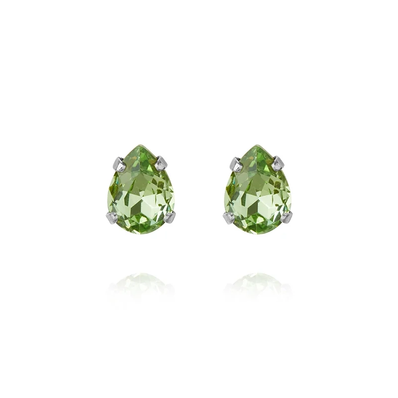 Caroline Svedbom - Superpetite Drop Ear Rhodium Peridot