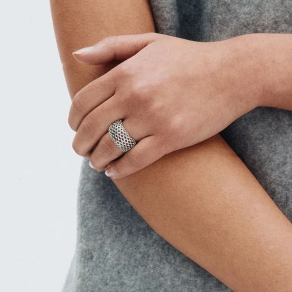 Silverfärgad Edblad Viva ring i rostfritt stål med elegant och tidlös design