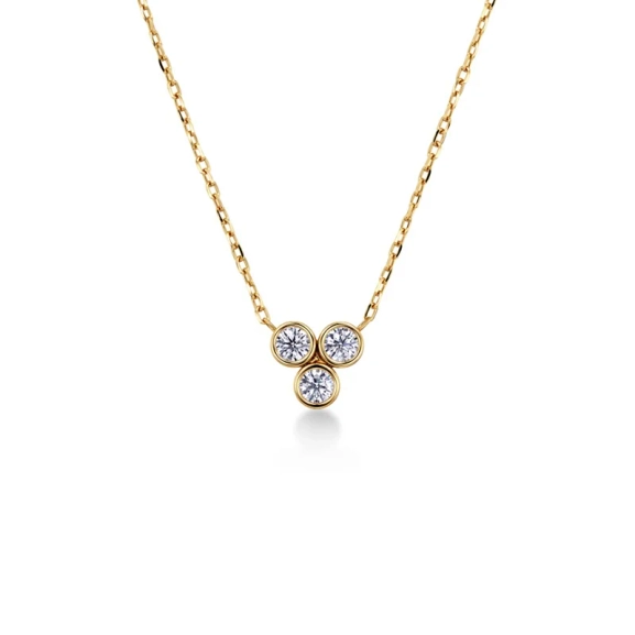 Halsband i 14K guldplätering med tre cubic zirconia-stenar