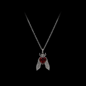 Fly Necklace i silver med granatsten