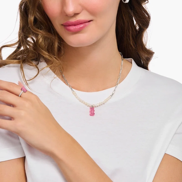 HARIBO Pärlhalsband med Rosa Gummibjörn - Thomas Sabo - Snabb leverans & paketinslagning - Nordic Spectra