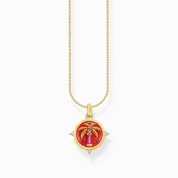 Kette mit Palmen-Anhänger und bunten Steinen vergoldet - Thomas Sabo - Nordic Spectra
