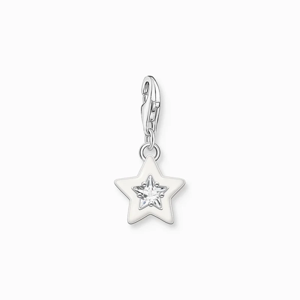 Charm-Anhänger Stern mit weiße Steinen und weißer Kaltemaille Silber - Thomas Sabo - Nordic Spectra