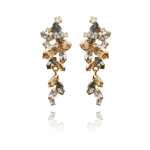 Guldpläterade Jannice Earrings med svarta Swarovski-kristaller