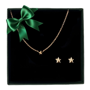 Presentset Micro Catch A Falling Star Gold i 18K guld med justerbart halsband och örhängen