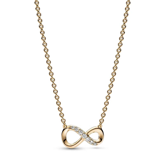 Glittrande Halsband med Evighetssymbol Guld - PANDORA - Snabb frakt & paketinslagning - Nordic Spectra