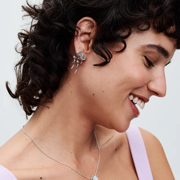 Weiße blühende Rose Collier-Halskette - PANDORA - Nordic Spectra