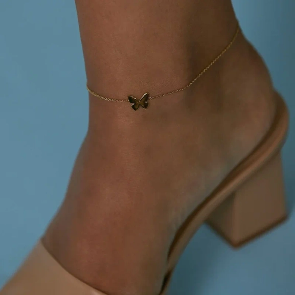 Papillon Anklet Gold - Edblad - Snabb leverans - Gratis paketinslagning
