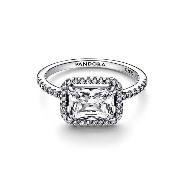 Blue Rectangular Three Stone Sparkling Ring - PANDORA - Suuri valikoima & ilmainen lahjapaketointi - Nordicspectra.fi