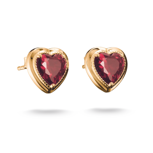 Rött Hjärta Elyndra Stiftörhängen Guld från Thomas Sabo i 18K guldpläterat silver med röda hjärtformade zirkoniastenar.