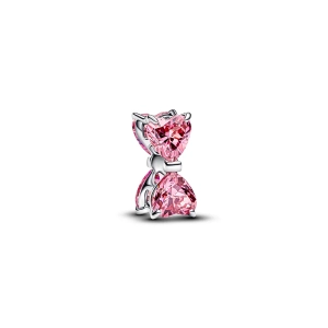 Pandora Moments Charm aus Sterlingsilber mit rosa herzförmigen Zirkoniasteinen. Schönheit