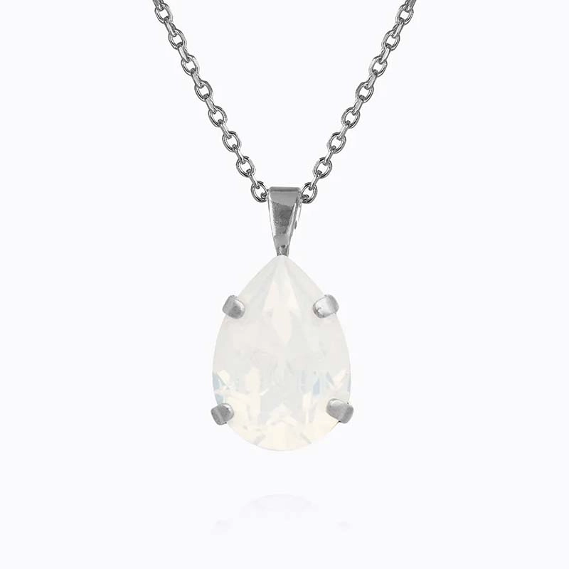 Caroline Svedbom - Mini Drop Necklace Rhodium White Opal