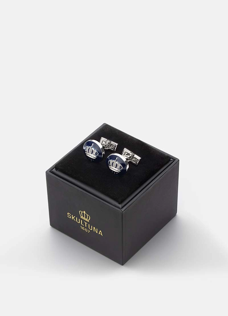 Cuff Links Crown Royal Blue Silver Plated - Skultuna - Snabb frakt & paketinslagning - Nordicspectra.se