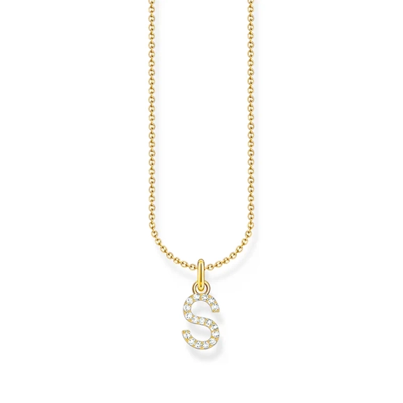 Glittrande Bokstavshalsband S Guld - Thomas Sabo - Snabb leverans & paketinslagning - Nordic Spectra