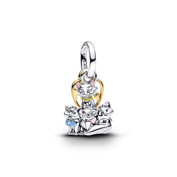 Disney Aristocats Herzogin & Kätzchen Anhänger aus Silber und Gold mit Emaille-Details und Gravur "MUM" von Pandora.