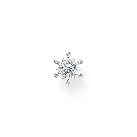 Single Ear Stud Snowflake With White Stones Silver - Thomas Sabo - Suuri valikoima & ilmainen lahjapaketointi - Nordicspectra.fi