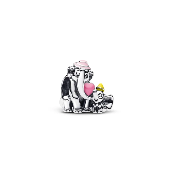 Dumbo-berlock i äkta silver som skildrar moderkärlek med färgglada hattar och ett hjärta. Mrs Jumbos budskap: "Du är så värdefull för mig." Disney x Pandora kollektionen.
