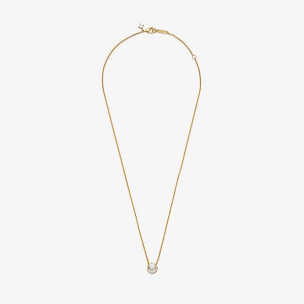 Glittrande Runt Halo Pendant Collier Halsband - PANDORA - Snabb frakt & paketinslagning - Nordicspectra.se