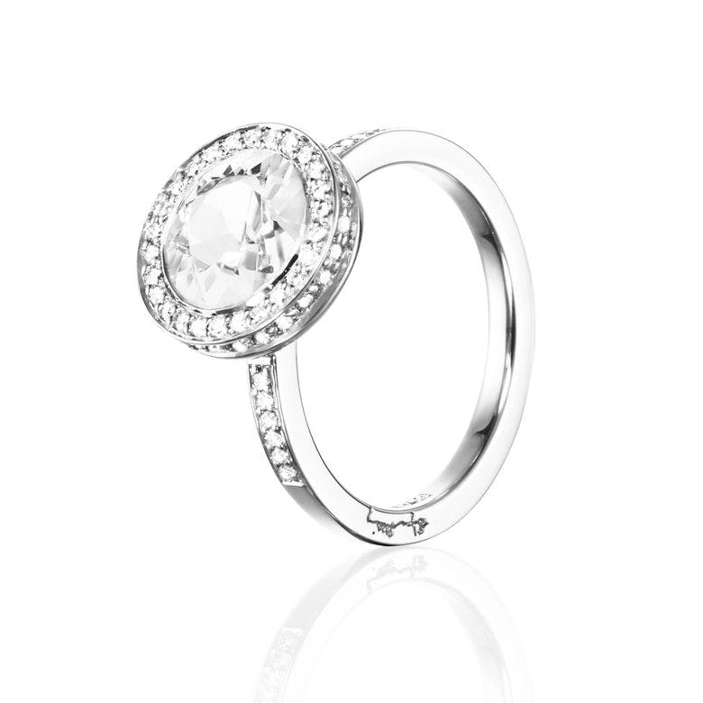 Efva Attling - Halo Ring White Gold Crystal Quartz
