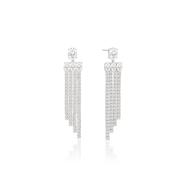 Ellisse Lungo Piccolo Örhängen i silver med gnistrande Cubic Zirconia-stenar från Sif Jakobs