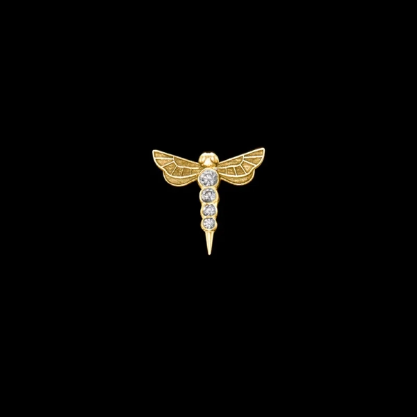 Dragonfly Ear Stud Gold i 18K guldpläterat silver med labbodlade diamanter