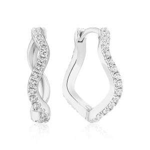 Ellera Waves Grande Örhängen i silver med gnistrande Cubic Zirconia-stenar från Sif Jakobs