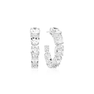 Ellisse Creolo Grande Örhängen i silver med gnistrande Cubic Zirconia-stenar från Sif Jakobs Ellisse-kollektion.