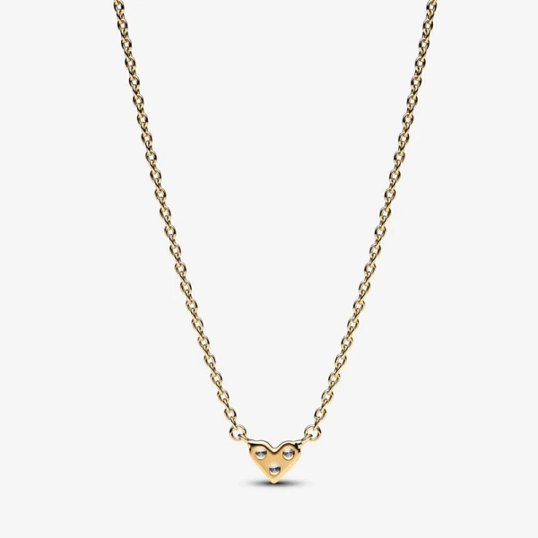 Collierhalsband med Glittrande Hjärta Guld - PANDORA - Snabb leverans & paketinslagning - Nordic Spectra