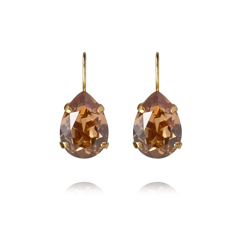 Caroline Svedbom - Mini Drop Clasp Earrings Gold Recreated Light Smoked Top