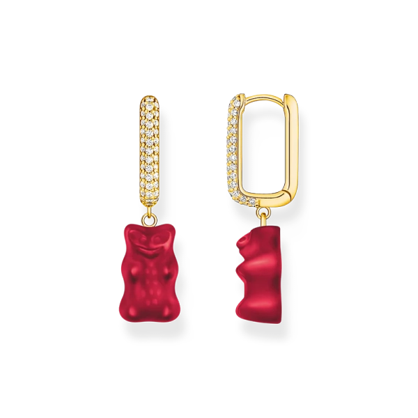 HARIBO Single Creole Red Gummy Bear with Sparkling Stones Gold - Thomas Sabo - Suuri valikoima & ilmainen lahjapaketointi - Nordic Spectra