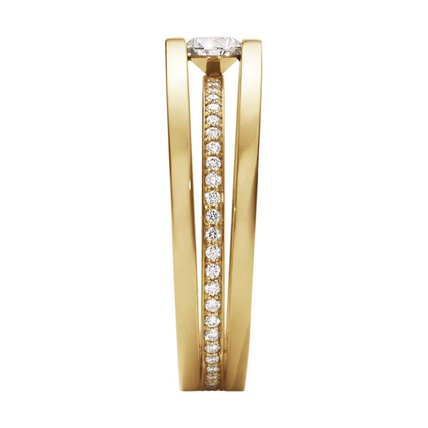 Halo Solitärring Guld med Pavéinfattade Diamanter Enkel - Georg Jensen ringar - Snabb frakt & paketinslagning - Nordicspectra.se