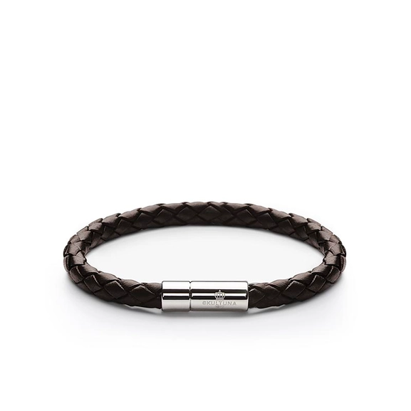 Leather Bracelet Silver - Dark Brown - Skultuna - Snabb frakt & paketinslagning - Nordicspectra.se