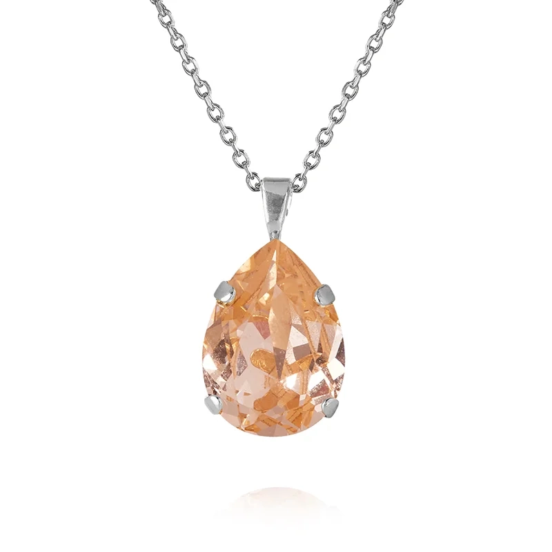 Caroline Svedbom - Mini Drop Necklace Rhodium Light Peach