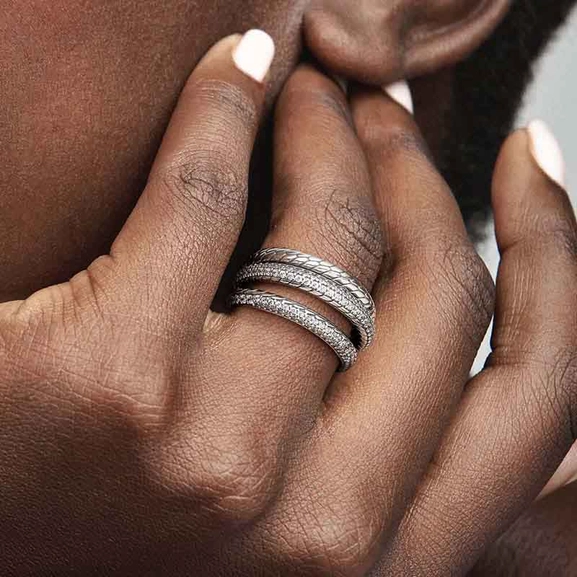 Schlangengliedermuster dreifacher Pavé-Ring von PANDORA, Schneller Versand - Nordicspectra.de